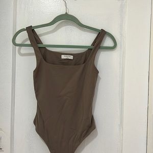 Aritzia Babaton Contour Tank Bodysuit in Deep Taupe size small.